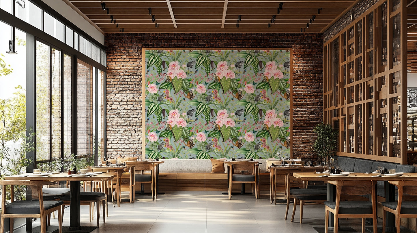 Soft jungle-inspired mural perfect for calming spaces.

