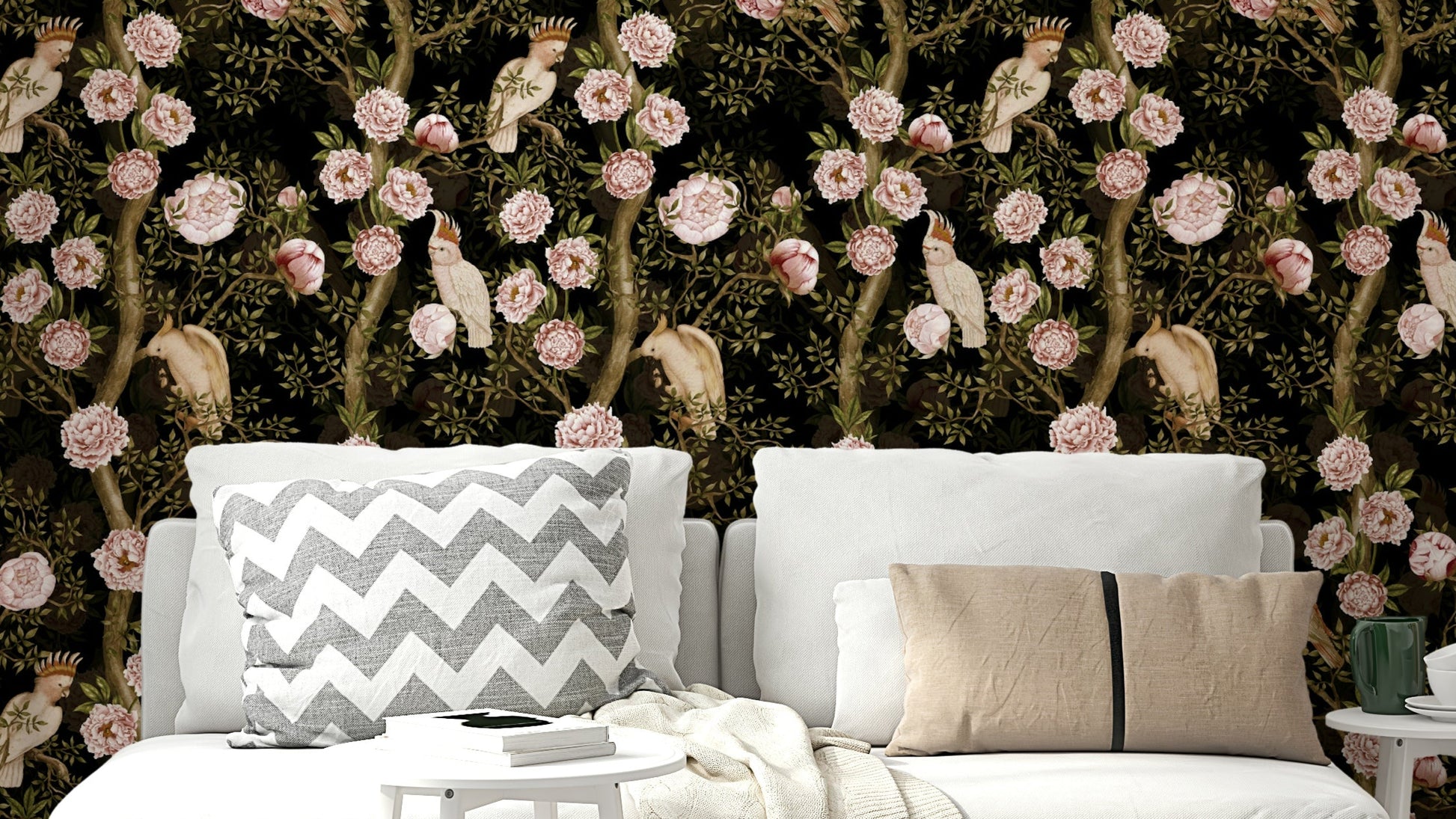 Whispers of the Tropics 1 Wallpaper with soft palm leaves.

