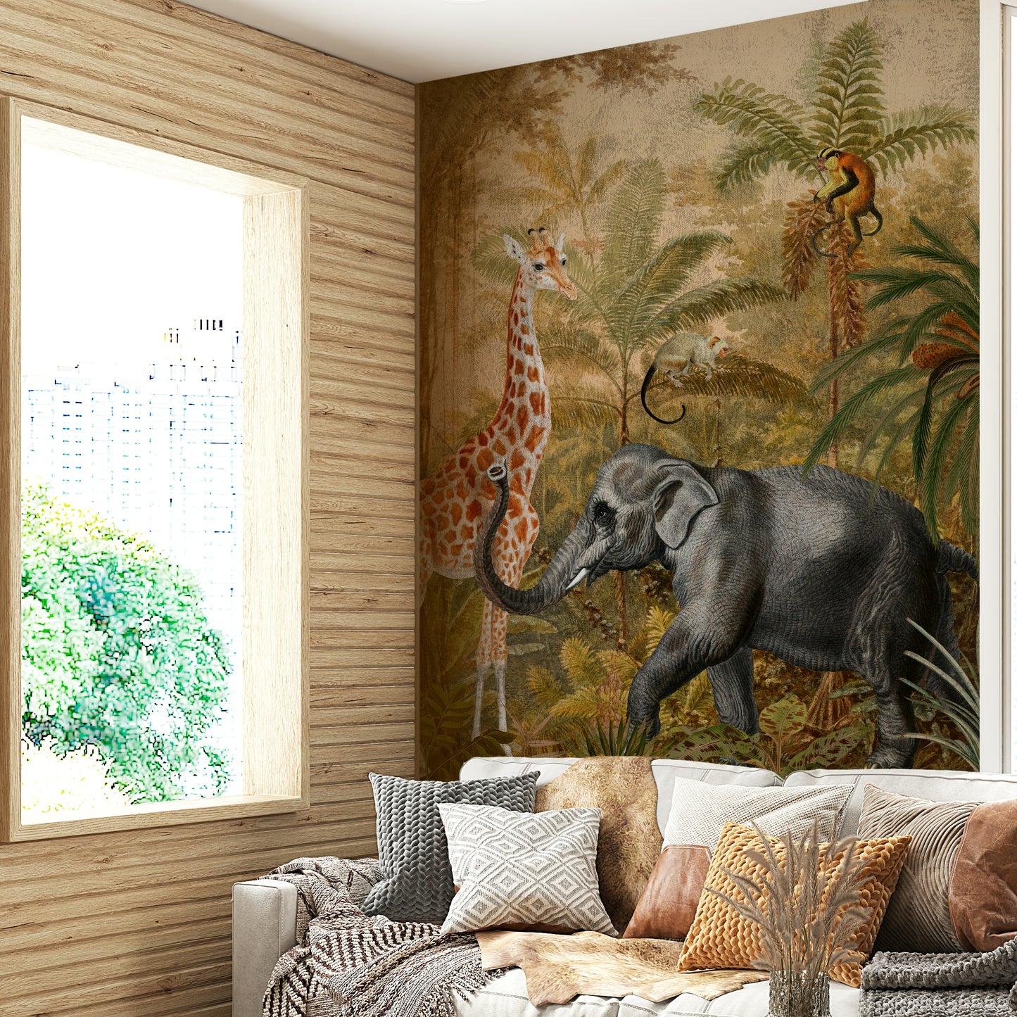 Calm botanical mural wallpaper

