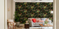 Exotic wildlife wallpaper mural with rich tones and detailed plants.


