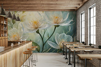 Peaceful white floral wallpaper perfect for calming rooms

