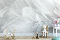 White Bird Feather Wallpaper Mural - Giffywalls