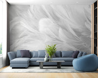 white bird feather peel and stick wallpaper