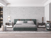 White brick wall mural creates a chic industrial vibe
