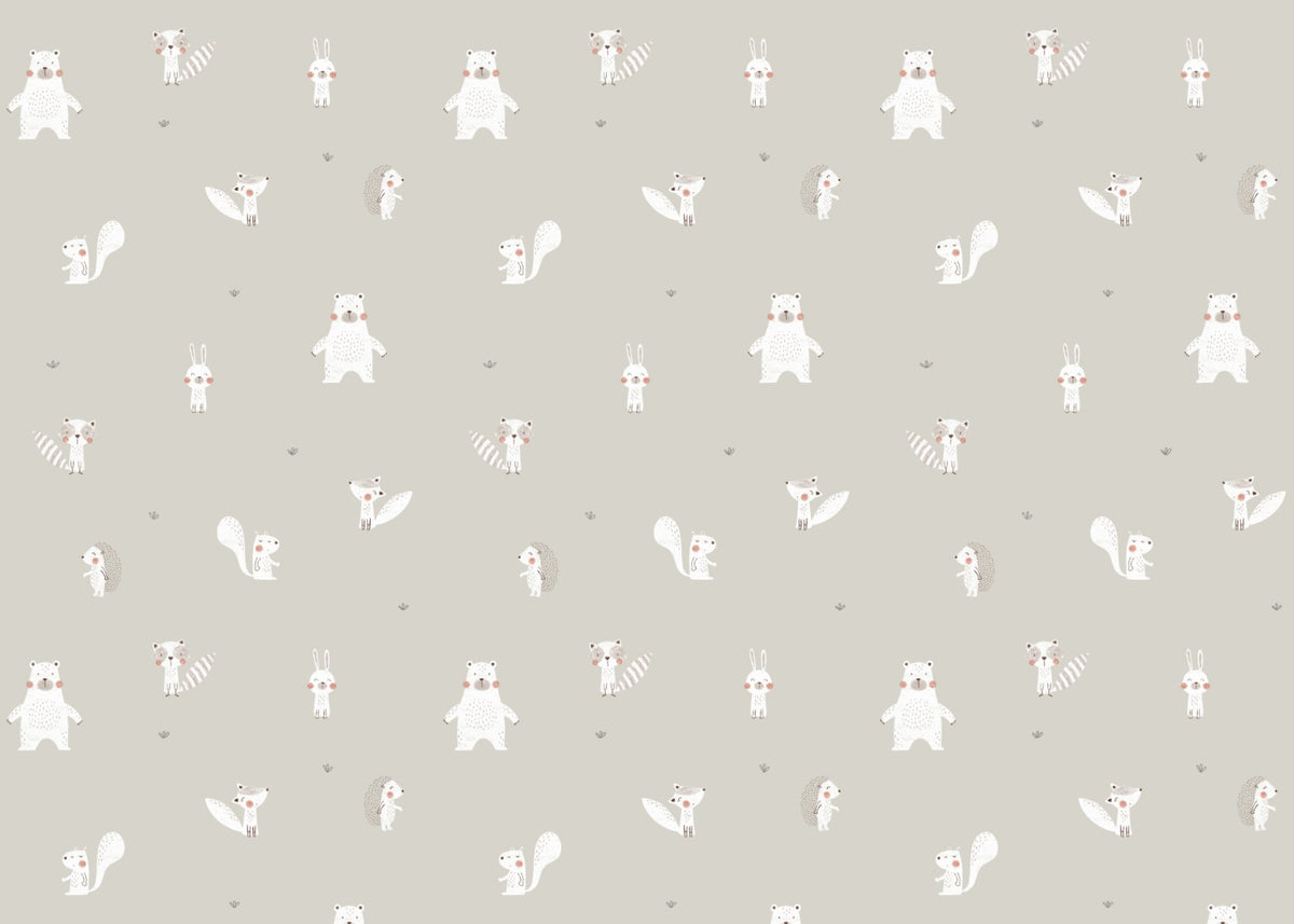 White Color Forest Animals Wallpaper in your room