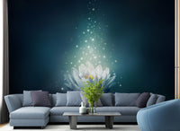 Elegant white lily wallpaper mural design