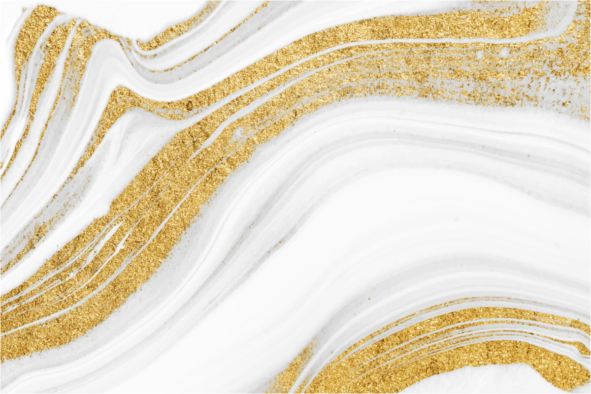White Gold Marble Wallpaper Mural in your room — zoomed