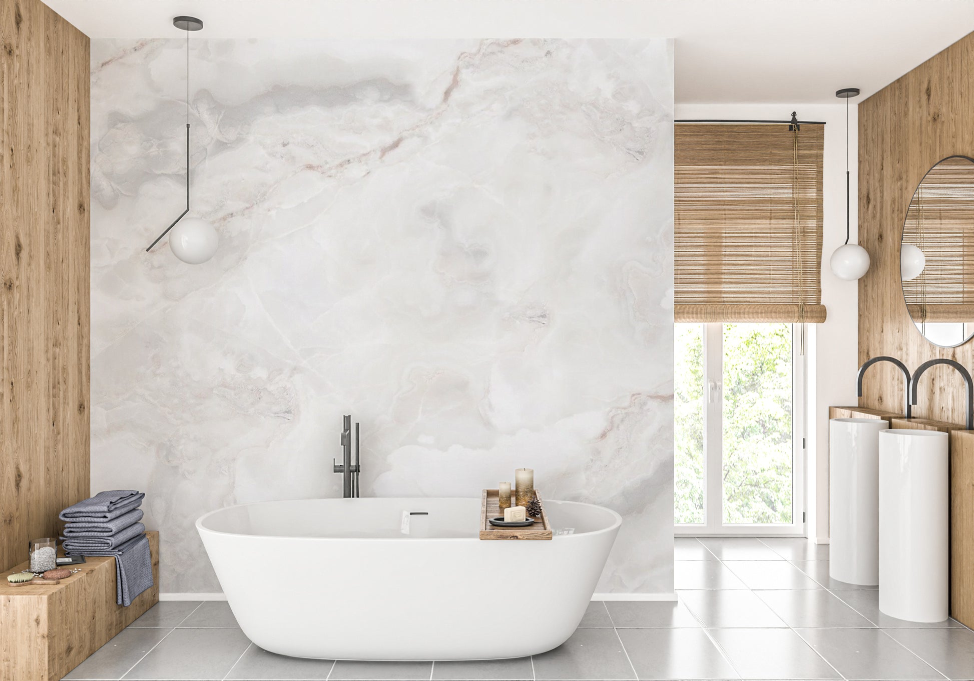 White Marble Wallpaper Mural - Giffywalls