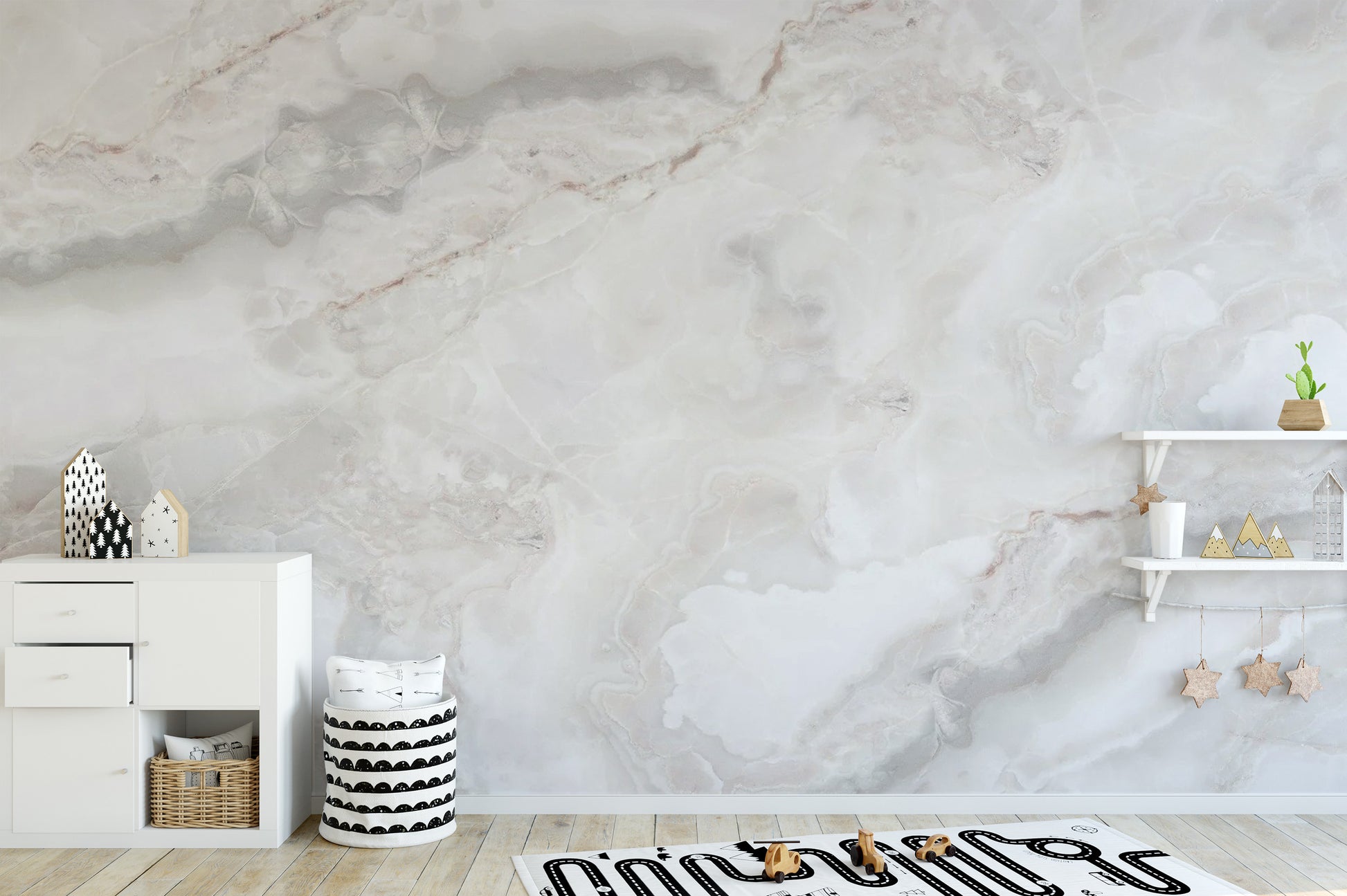 Elegant White Marble Wall Mural
