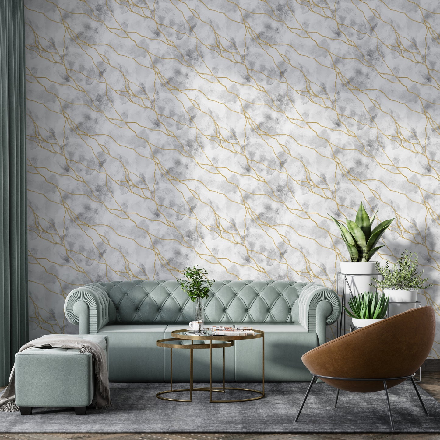 Faux marble wall mural with elegant golden veining

Sophisticated white marble wallpaper for kitchen or office

