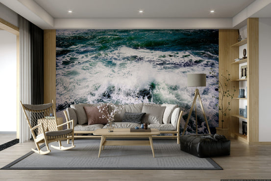 A peaceful abstract design mural on decorative wallpaper.

