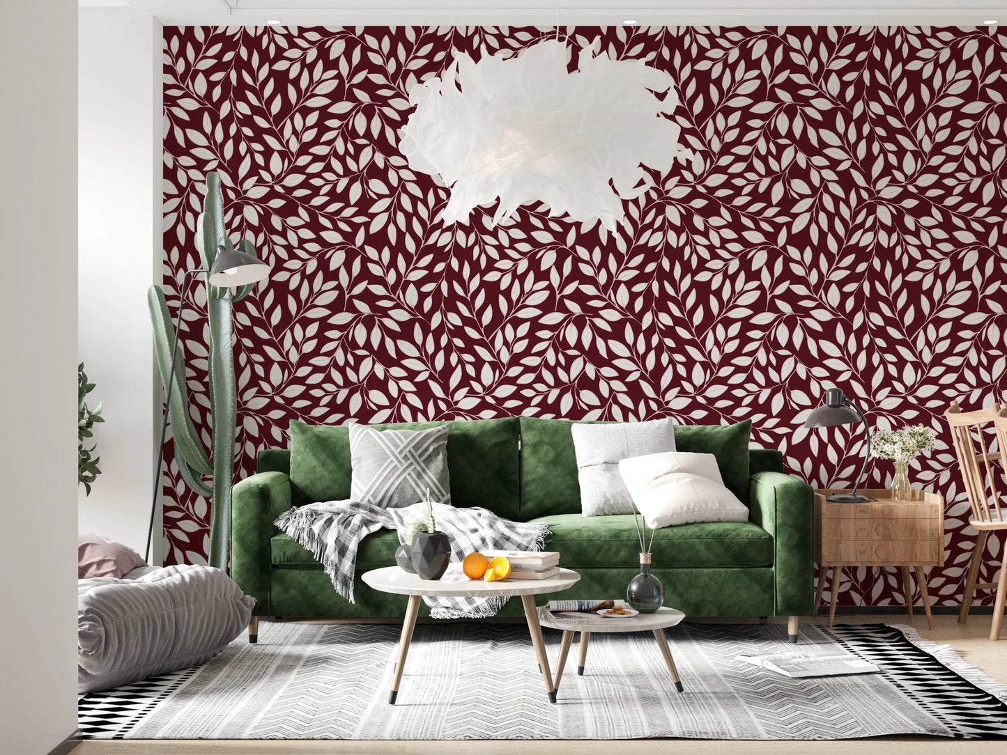 White Vines on Burgundy Wallpaper⁠