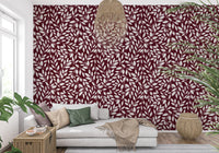 White Vines on Burgundy Wallpaper⁠