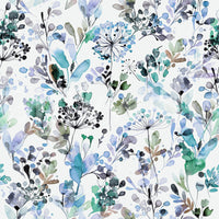 Wild Grasses Blue Wallpaper providing a calm background in a creative workspace.