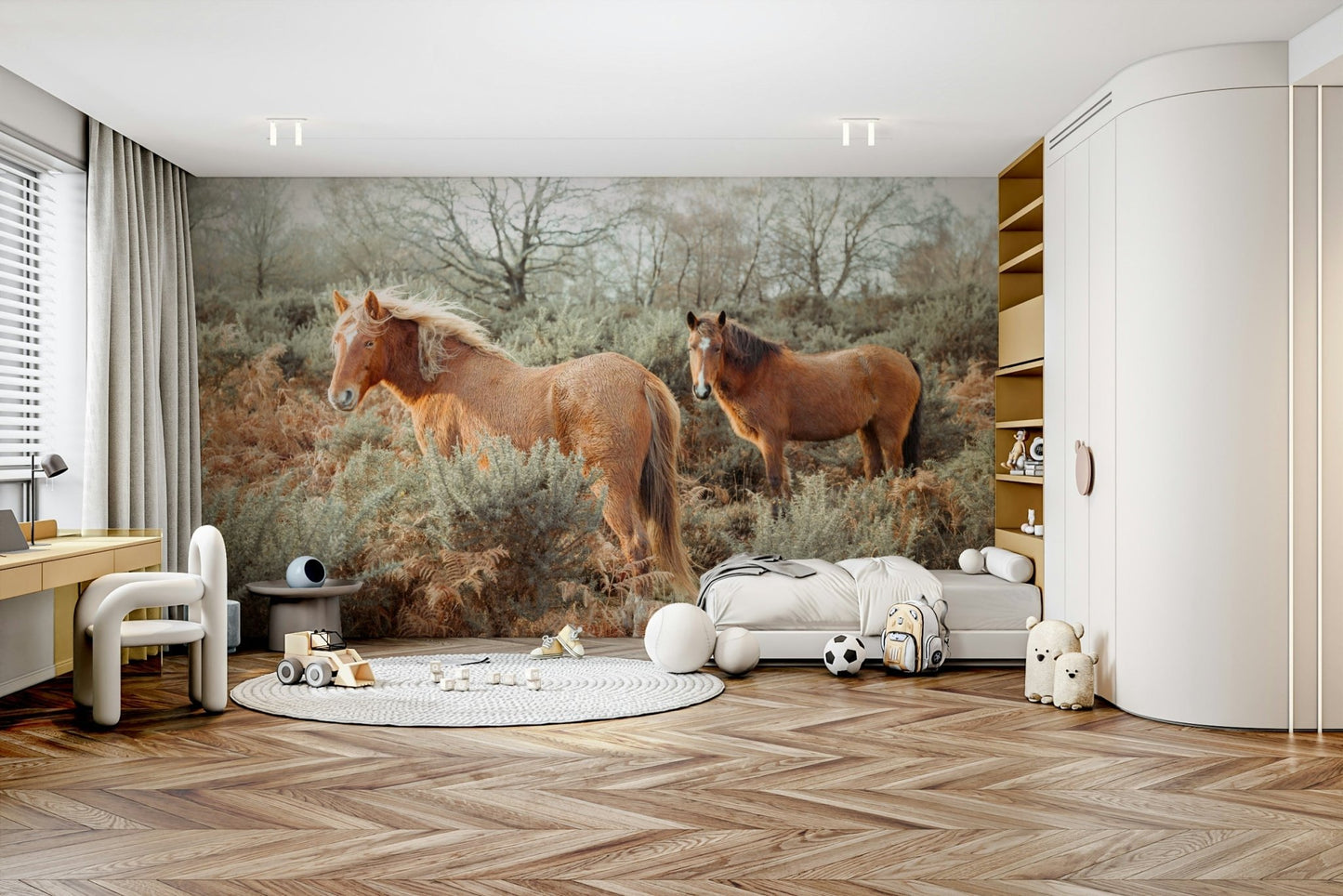 Free-spirited wild horses wall mural


