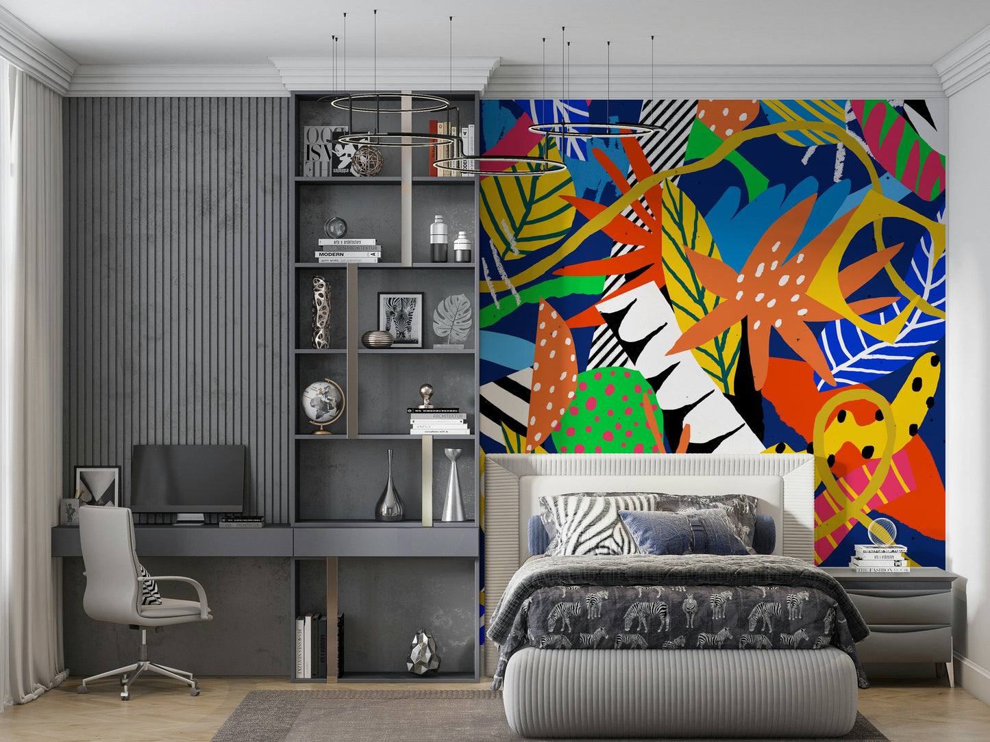 An artistic nature inspired mural for home decor.

