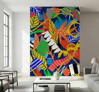 A contemplative exotic rainforest wallpaper mural for a feature wall.

