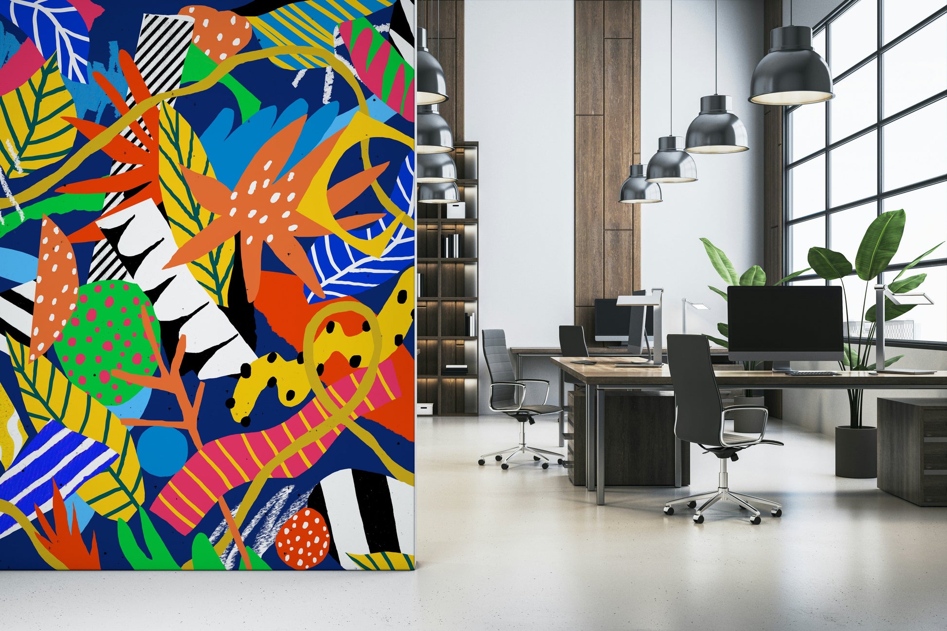 A serene tropical forest wall mural for vibrant decor.

