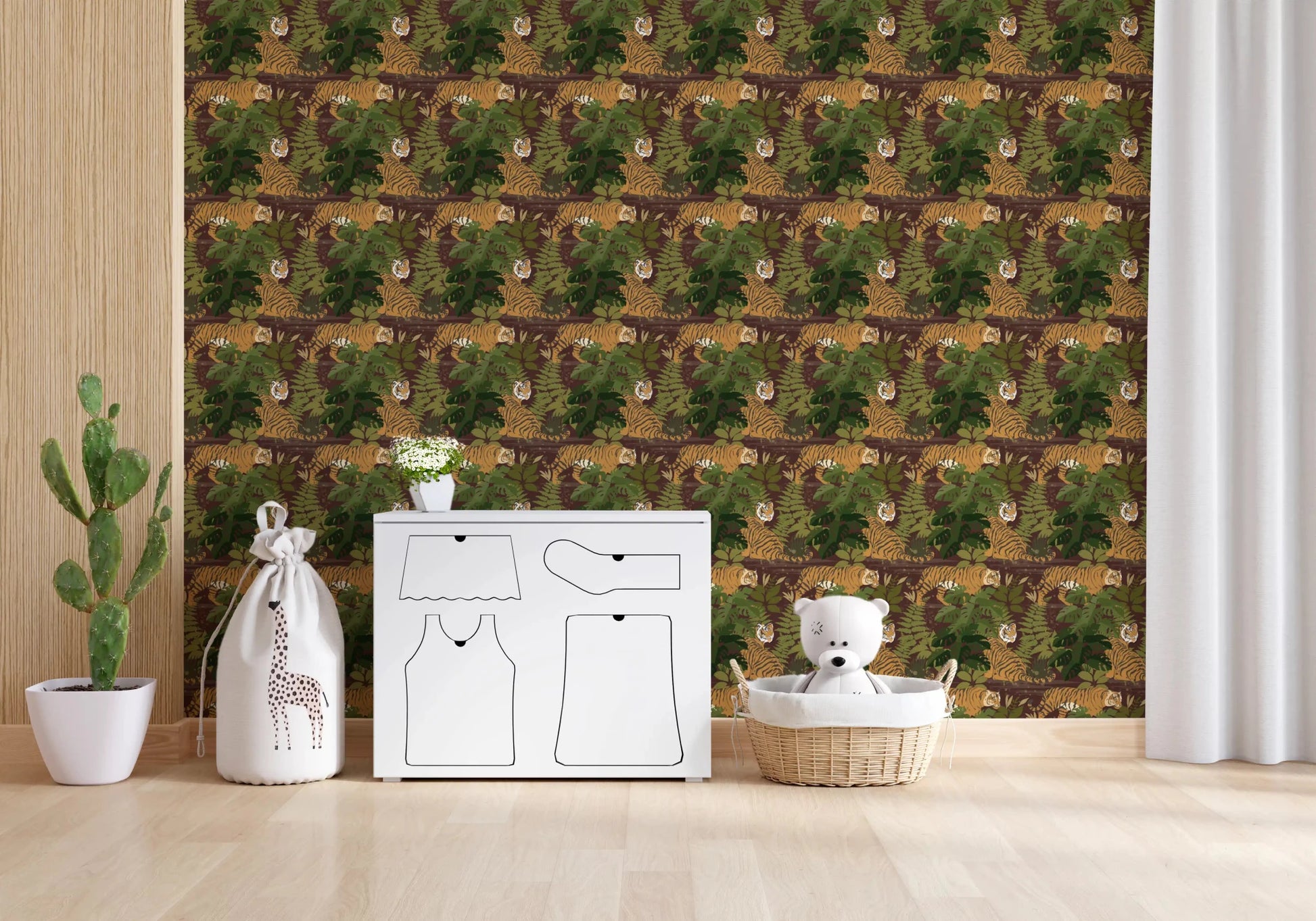 Hallway Wild Jungle Roam Tigers wallpaper featuring jungle foliage