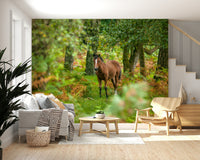 New Forest Nomad, beautiful animal portrait, leafy undergrowth design.