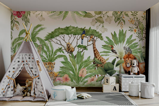 Watercolor wildflower mural wallpaper

