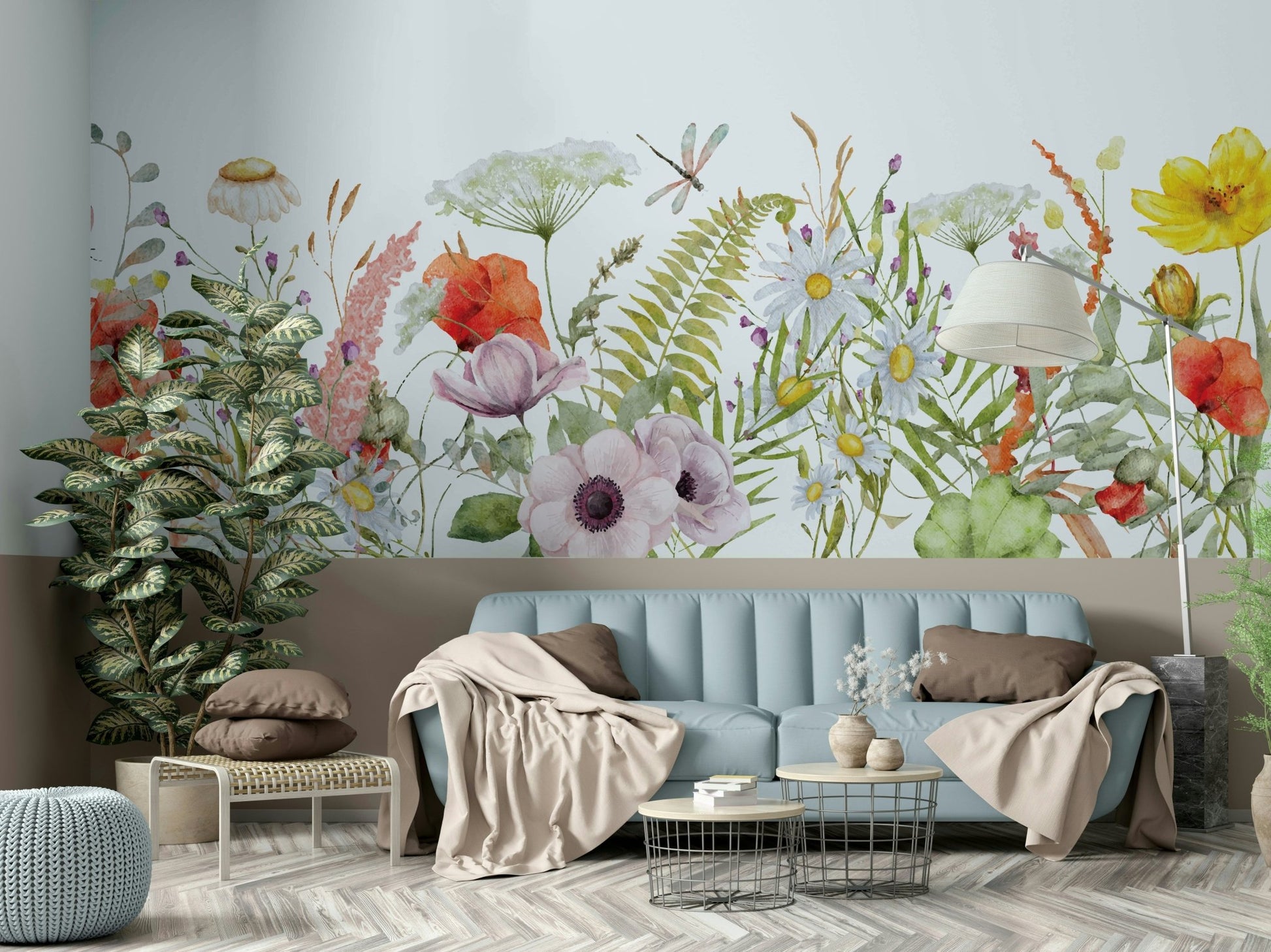 Field abundant with various flower types.

