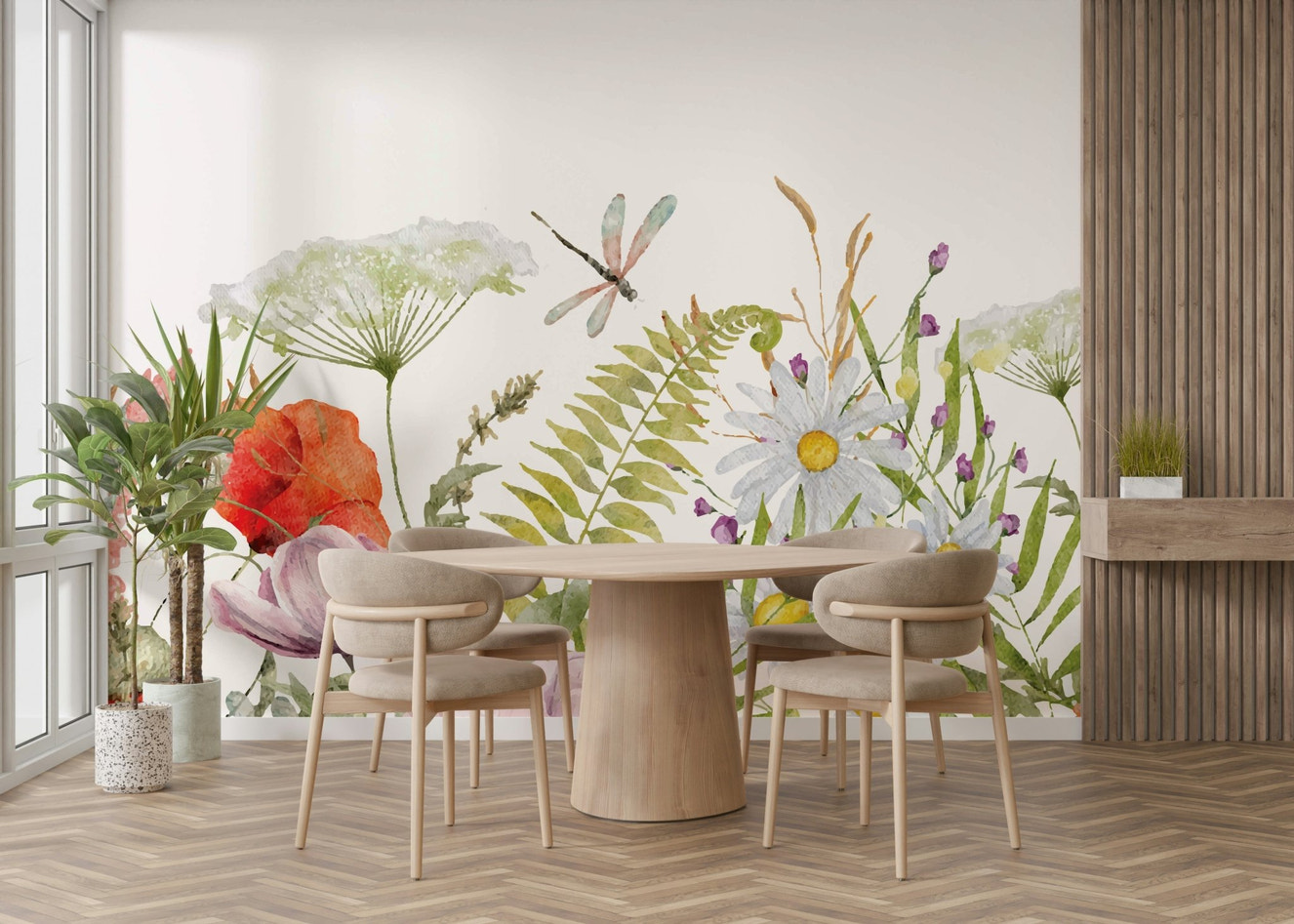 Soft, impressionistic depiction of wildflowers.

