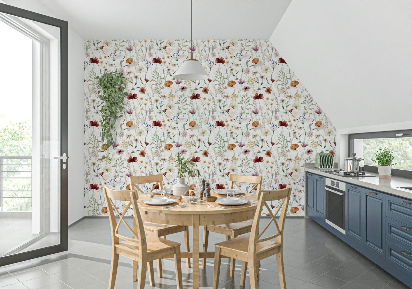 Wildflower Hues ephemeral flower sketch surface wall decoration.