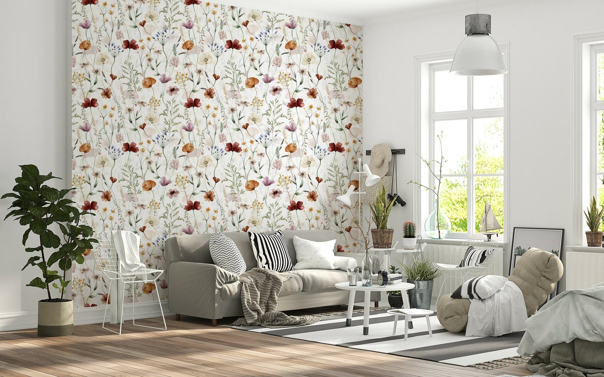 Wildflower Hues peel and stick wallpaper ephemeral floral textile.