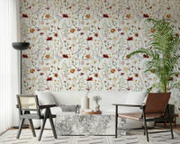 Wildflower Hues vinyl wall decor romantic country flower pattern.