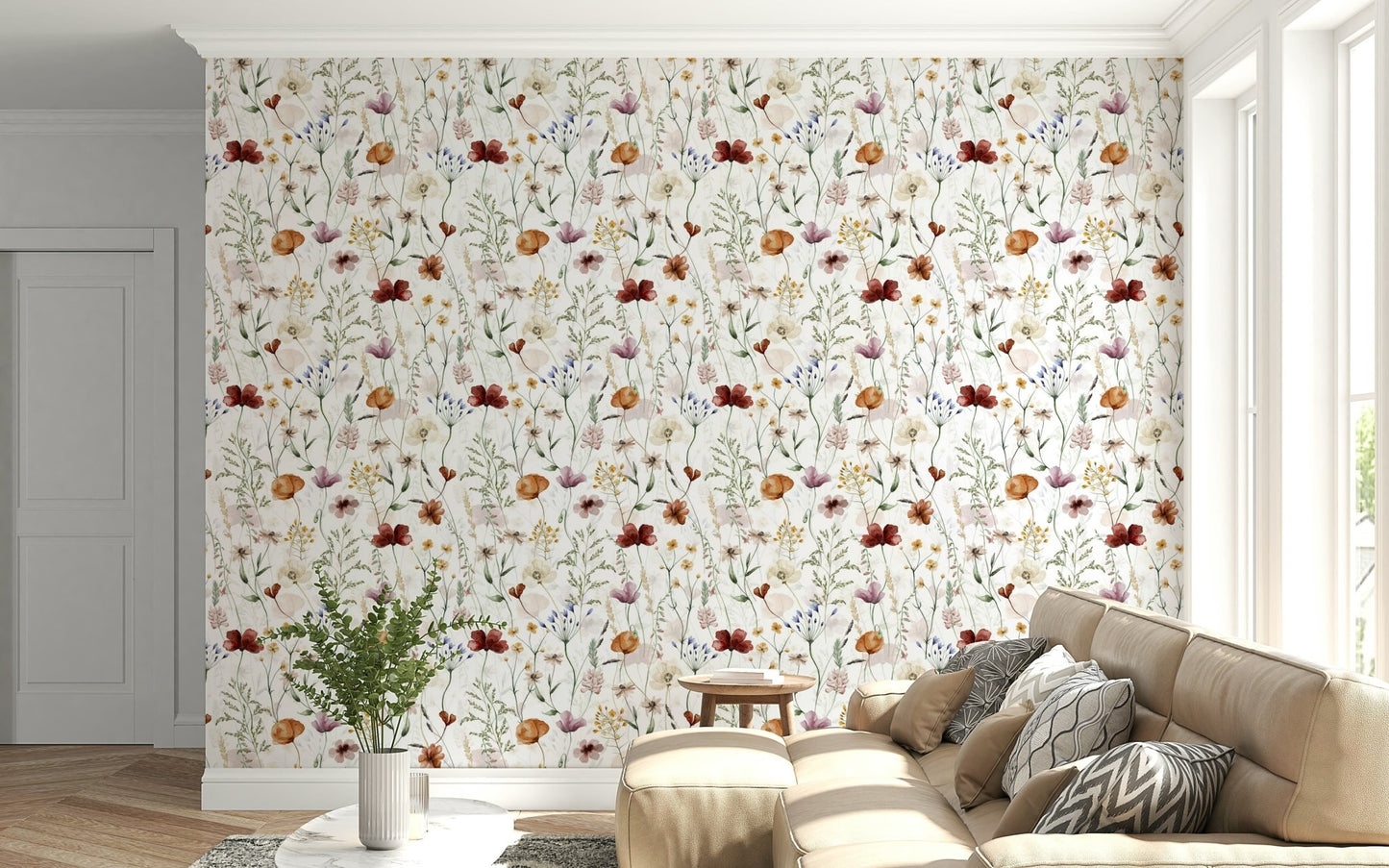 Shabby chic aesthetic Wildflower Hues mural artistic wall art.