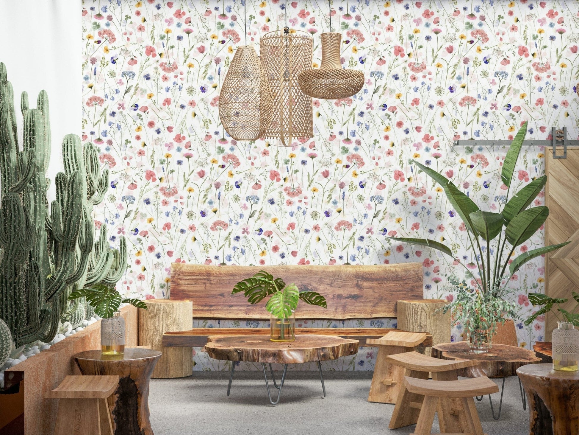 Charming Wildflower Waltz watercolor blooms room décor accent.