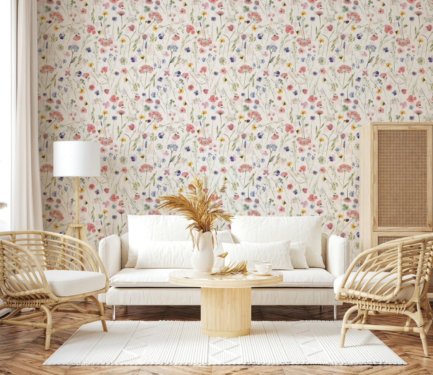 Wildflower Waltz enchanting garden bloom patterned material.