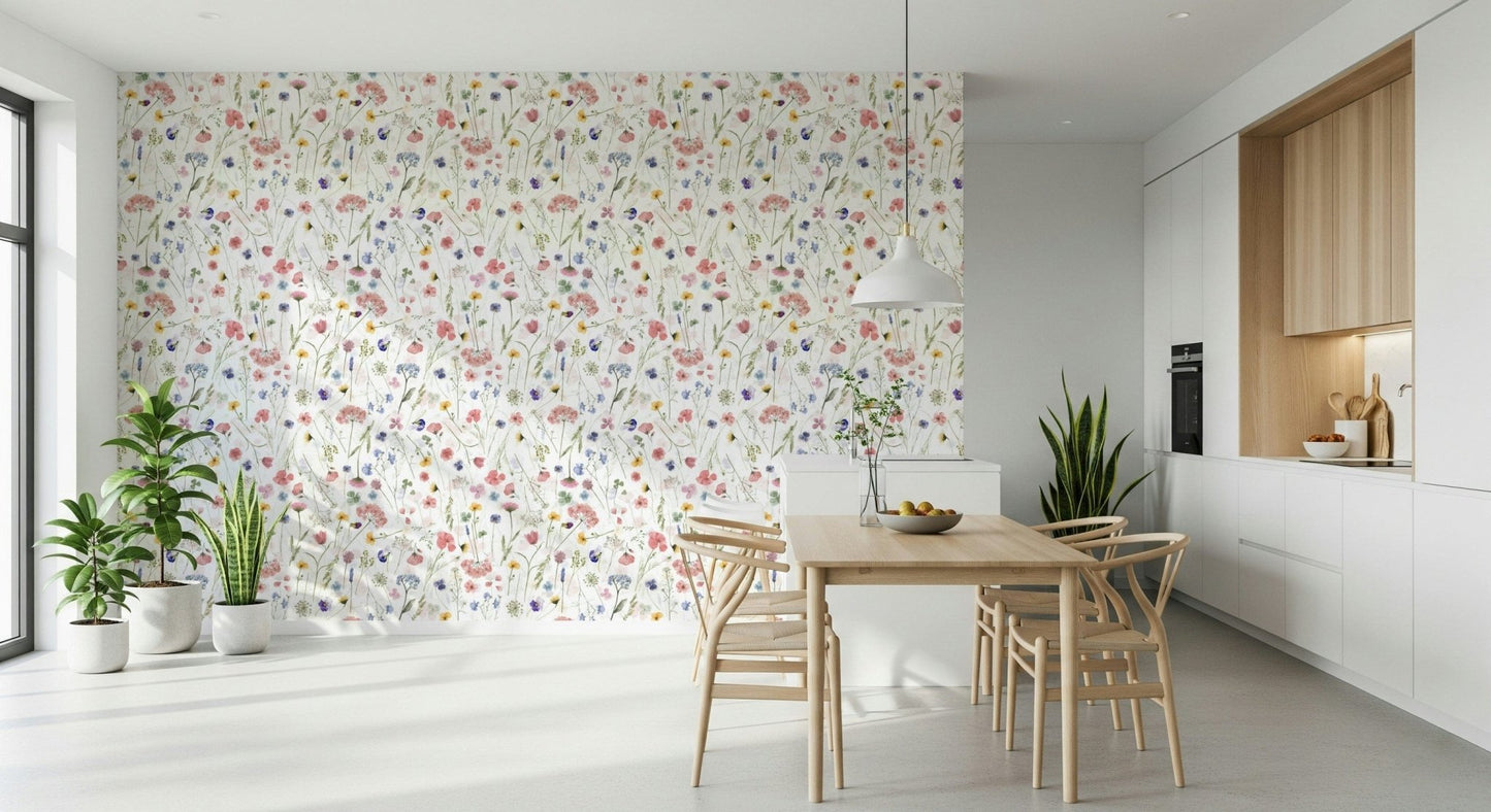 Meadow motif Wildflower Waltz fine artistic drawing design.