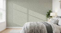 Repeating field flower pattern on pale green background for modern bedroom wall decor