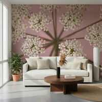 Detailed botanical wall mural suitable for a bright living room or flat.