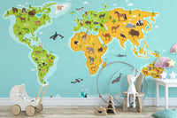 Wildlife Animals World Map Wallpaper - Giffywalls
