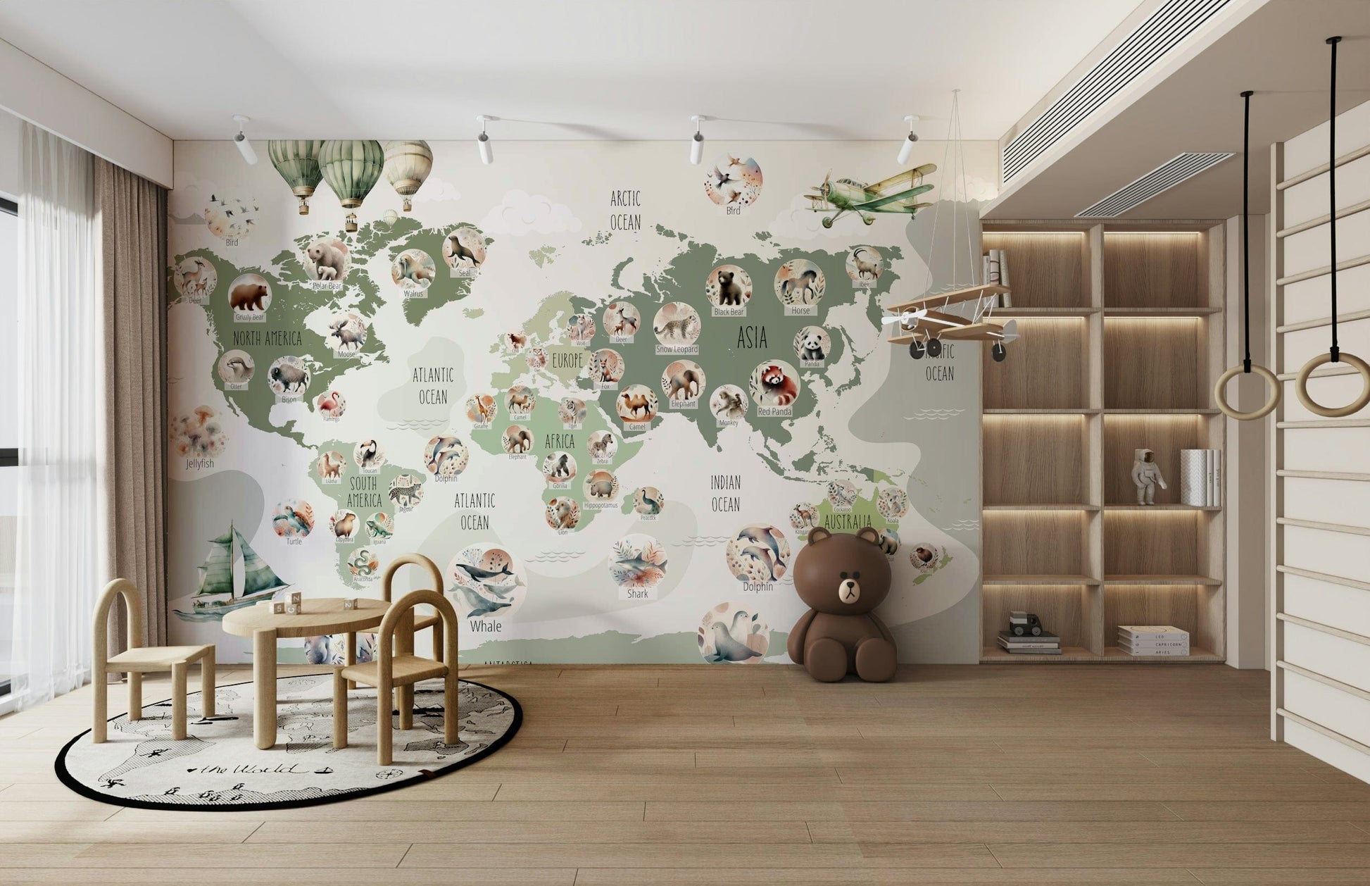 Green Globetrotter charming mural