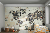 A colorful and chic animal map wall decor.

