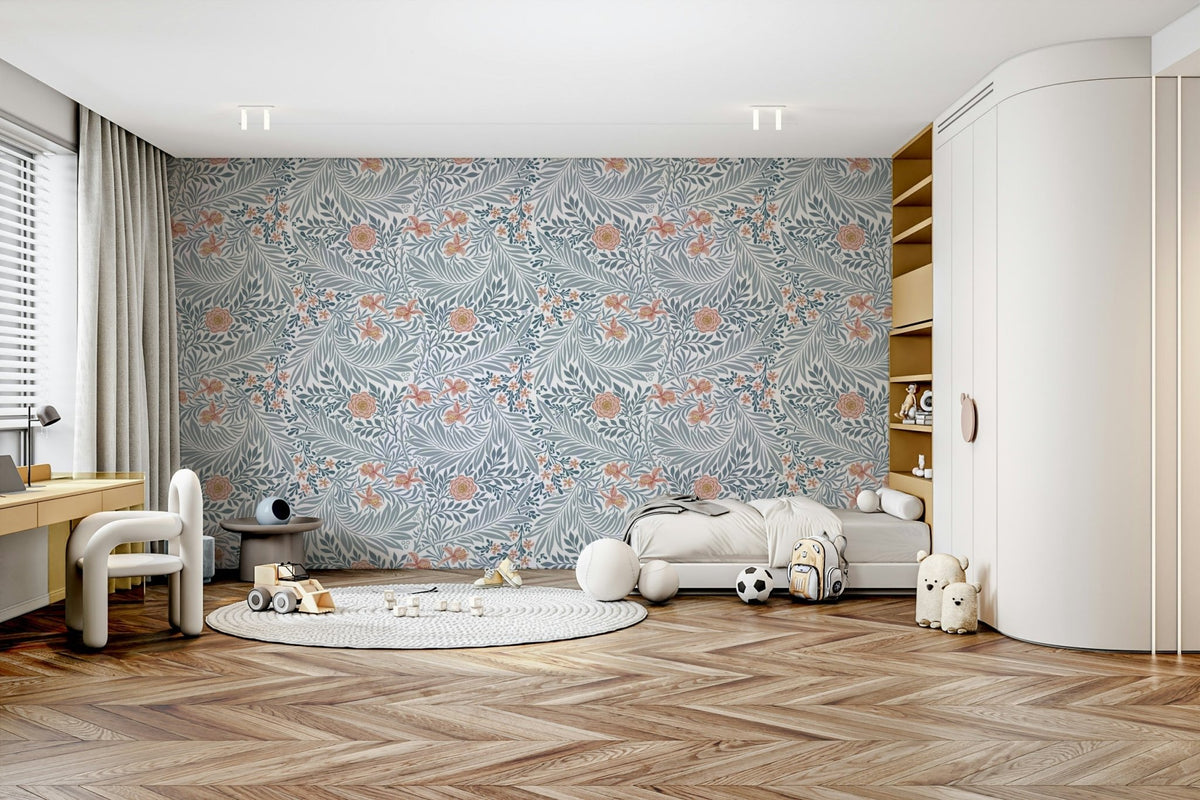 The room's lighting highlights the timeless feel of the pattern.

