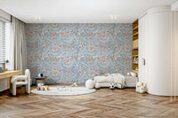 The room's lighting highlights the timeless feel of the pattern.

