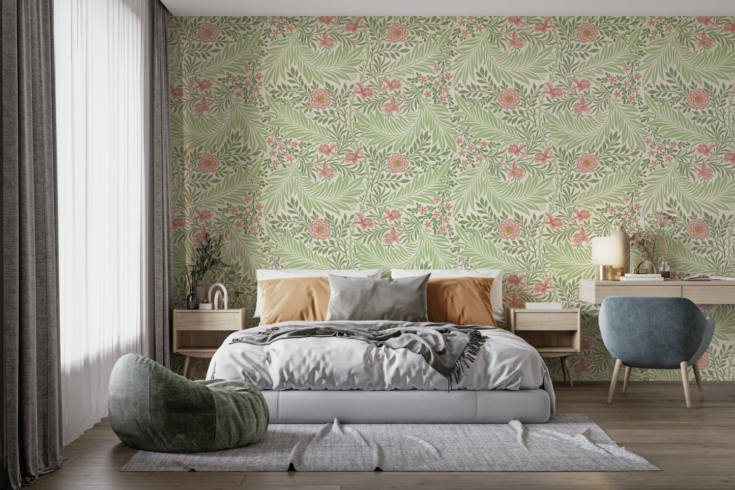 A close-up view shows the fine details of the flowers and vines.

