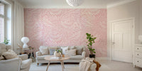 The wallpaper is installed in a classic, elegant living room.


