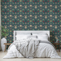 The room's lighting highlights the timeless feel of the pattern.

