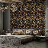 The room's lighting highlights the timeless feel of the pattern.

