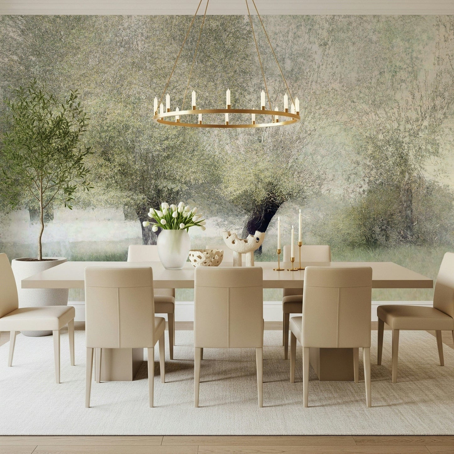 A serene flowing foliage wall mural for your decor.