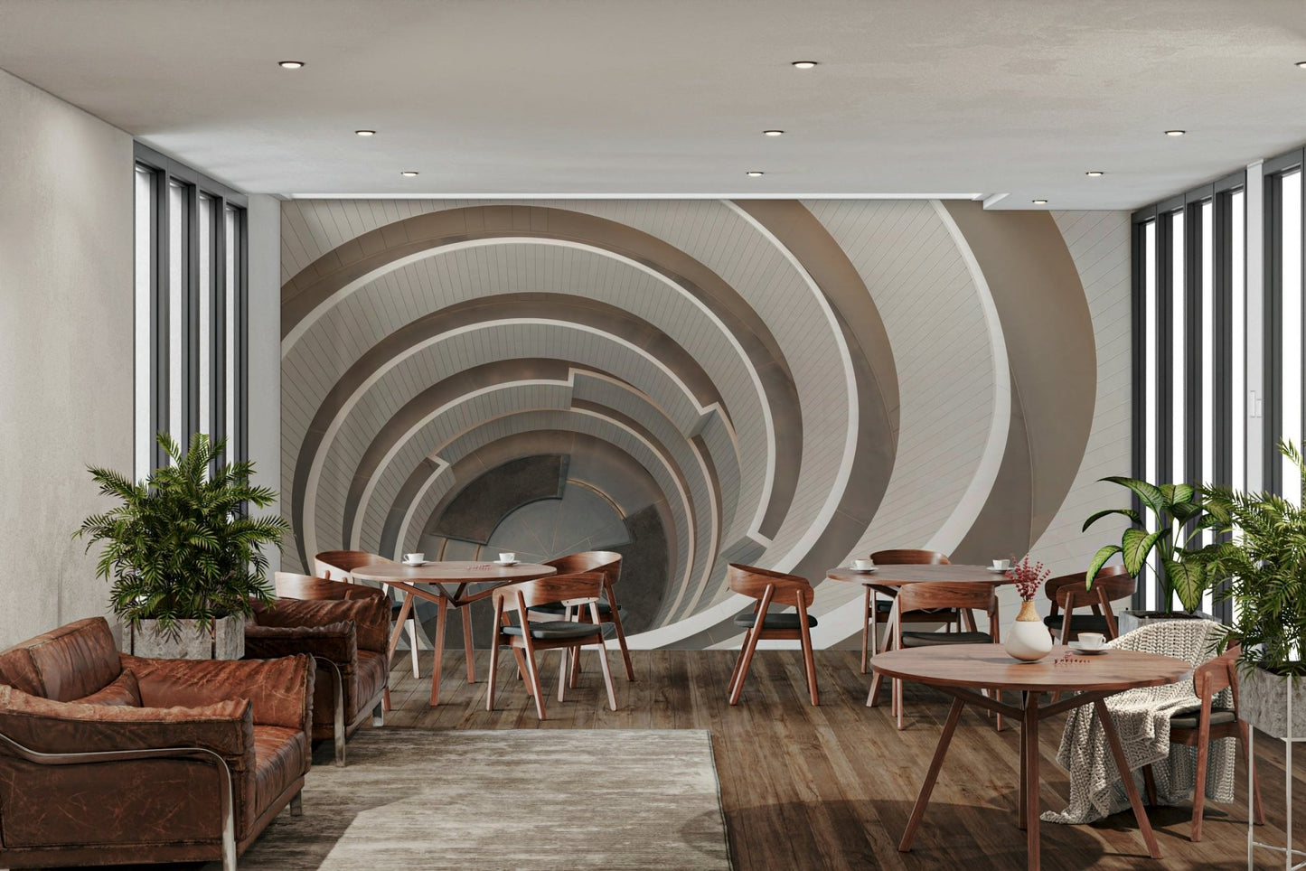 Stylish architectural spiral mural

