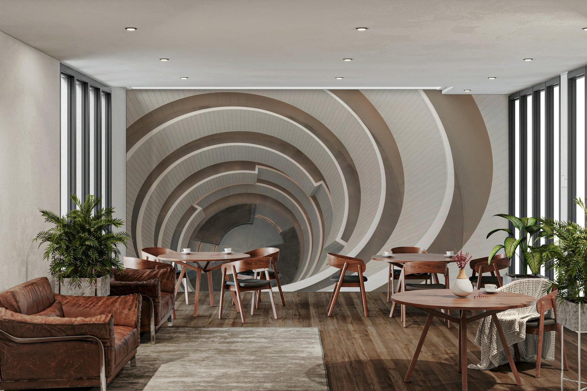 Stylish architectural spiral mural

