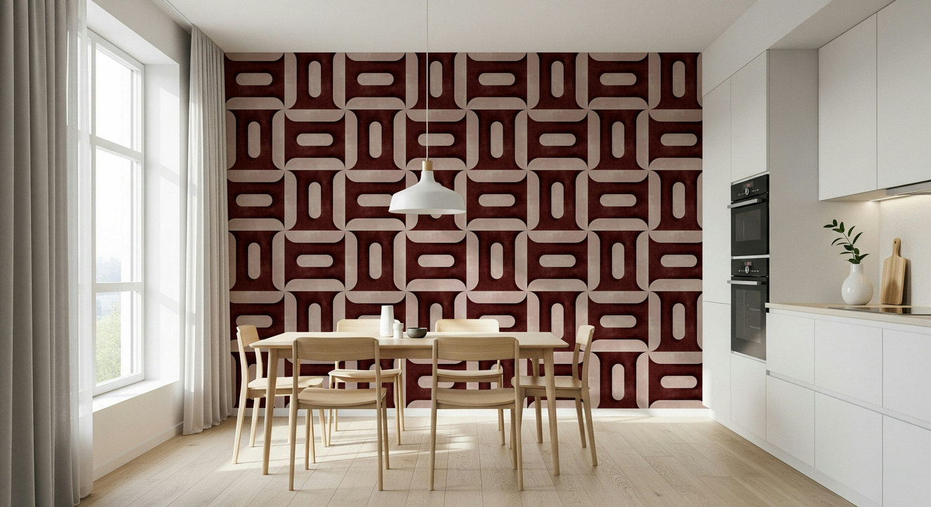 Modern Textured Geometries Wine Wallpaper⁠