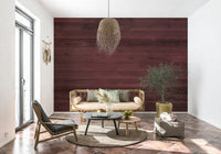 Living room Wine-Stained Wood Wall Mural dark rustic wood grain texture
